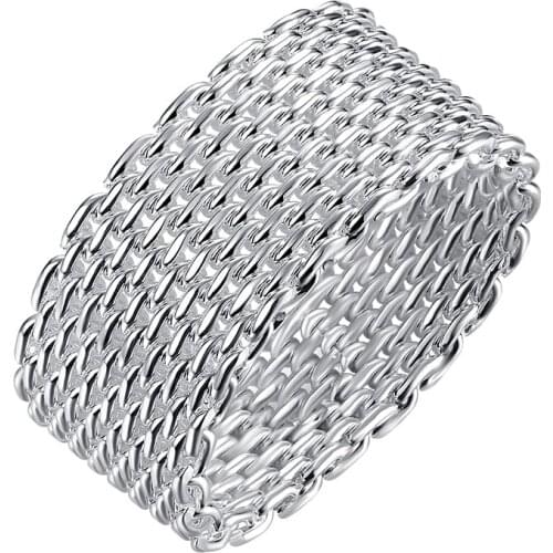 Circular Woven Mesh Ring Silver plated color Rings For Women Jewelry jewellery Anel Anillos Aneis Bague wholesale A72