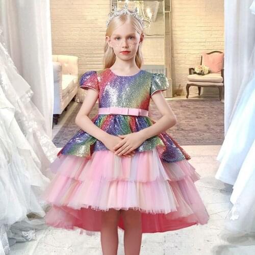 2021 Summer Colorful Cake Tutu Dress For Baby Girl Children Costume Gown Girls Party Dresses Wedding Princess 2st Birthday Dress