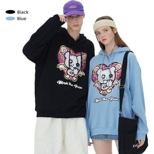 Fashion Couple Coats 2021 Mens Fun Cartoon Printing Hoodies Tops Spring and Autumn Womens Hooded Sweatshirts Casual Outerwear