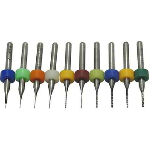 10pcs PCB drill tool kit 0.1mm-2.0mm tungsten carbide metal Milling cutter cnc tools for circuit board beeswax engraving