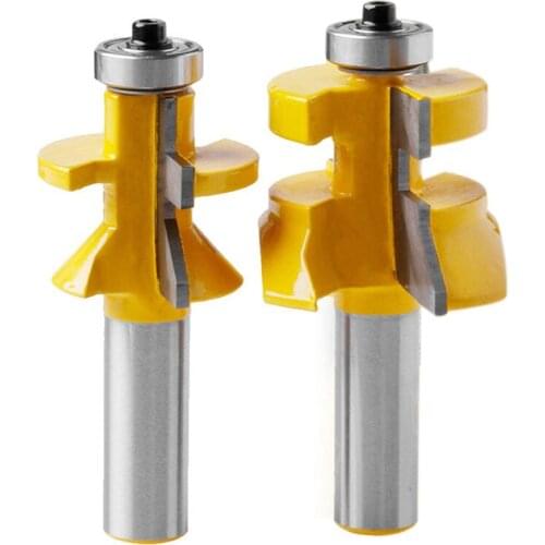 2pcs 1/2"x 1-1/8" Tongue & Groove Router Bit V-Joint V-notch Matched Router Bit Set For Woodworking Tools