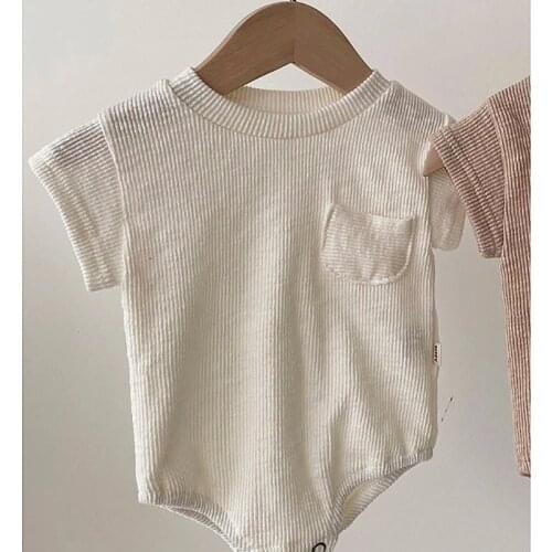 2021 New Summer Baby Bodysuit Solid Cotton Toddle Outfits Korean Short Sleeve Infant Clothes Simple Casual Outwears