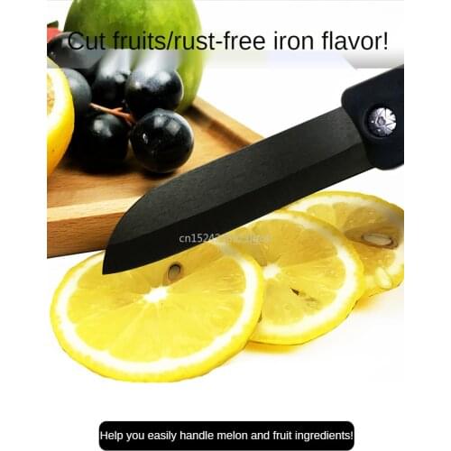 Black Blade Ceramic Knife Fruit Knife Kitchen Melon and Fruit Peeling Folding Knife Food Supplement Student Dormitory Household