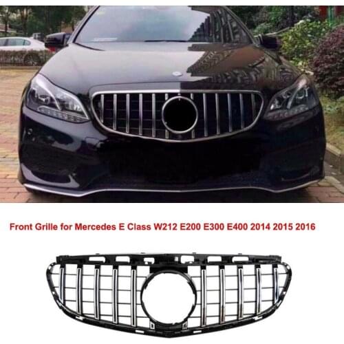 Front Hood Grill Upper Grille for Mercedes E Class W212 E200 E300 E400 2014 2015 2016 GT GT-R Panamericana Style Auto Accessory