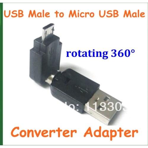 20pcs USB 2.0 Male to Micro USB 2.0 Male Converter Adapter 360 Degree Rotation Angle Extension Adapter Adaptor Connector