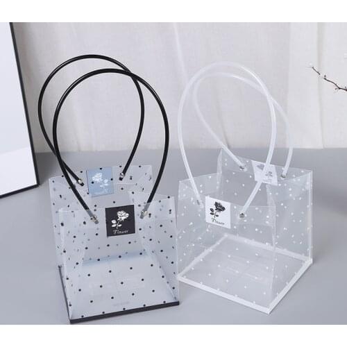 PVC Gift Flower Packing Box Transparent Trapezoid Flower Carrier Bag Rose Plastic Bouquet Florist Packaging Bags Wedding Decor