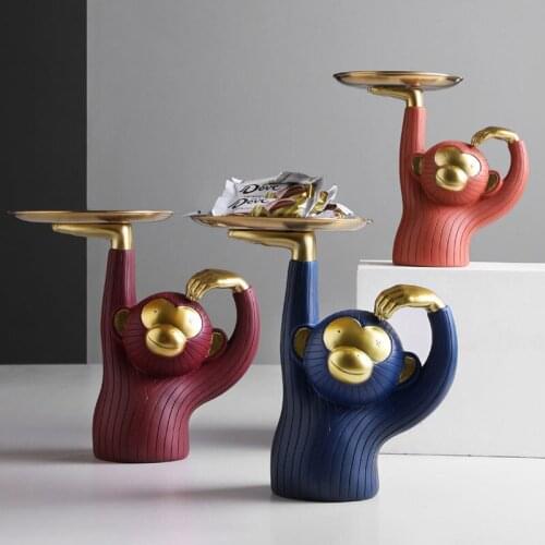 Nordic Home Living Room Decoration Tray Storage Ornament Snack Fruit Plate Creative Animal Figurines Crafts