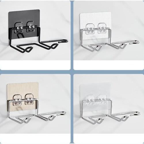 Stainless Steel Hair Dryer Rack Bathroom Shelf Free Punching Holders Wall Hanging Kitchen Household Bathroom Storage Shelves