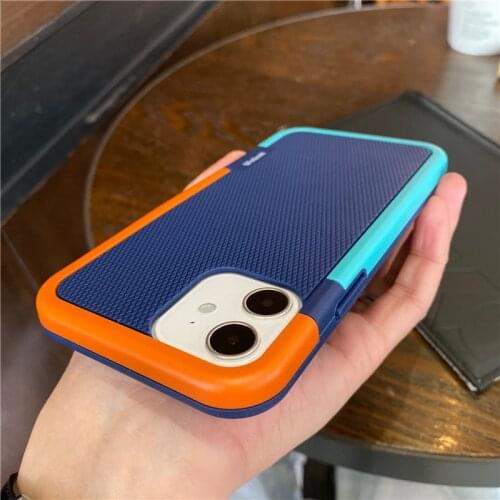 Luxury Tricolor Anti Slip Ribbed Phone Case For iPhone 11 12 Pro Max Mini X Xs XR 7 8 Plus SE 2 2020 Silicone Shockproof Cover