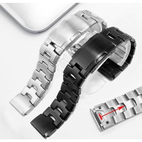 22mm 26mm Stainless Steel Watchband Silver Black Wristband Suitable For Garmin Fenix 6x pro 5X plus 3HR Watch Chain