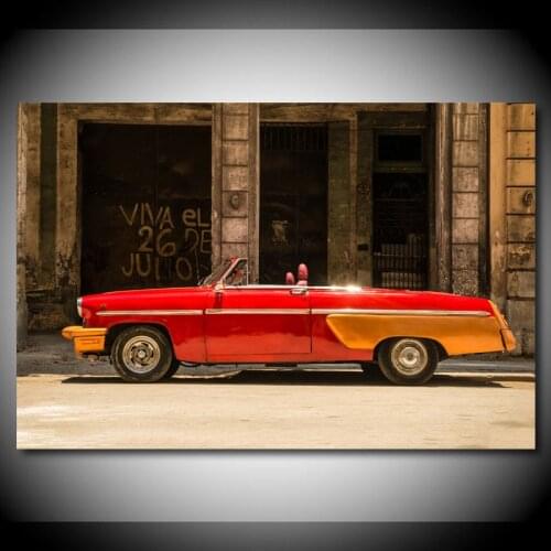Modern Wall Art Picture Canvas Paintings Vehicle Red Vintage Car Cabriolet Old Car Posters HD Print for Living Room Decor