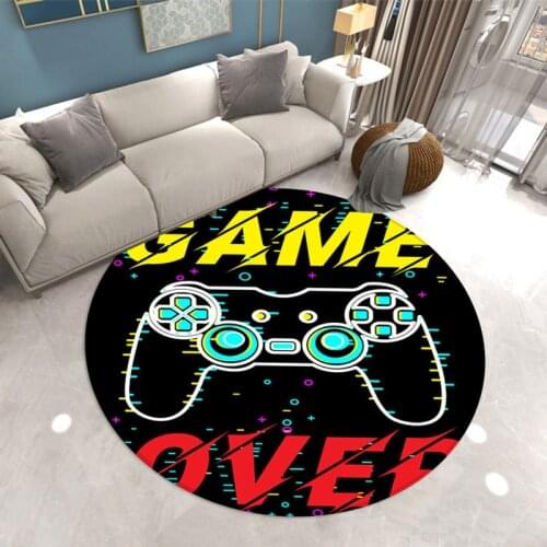 Gaming Carpet Living Room Modern Round 3D Carpets Game Console Rug for Bedroom Boys Chair Mat Kids Play Floor Area Rugs Door Mat