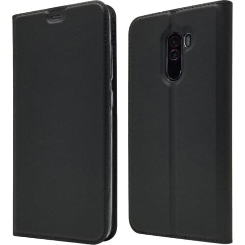 Ultra Slim Magnetic Case For Xiaomi Pocophone F1 Flip Stand Cover with card slots Fundas Protective Shell