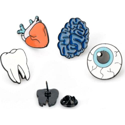 Funny Jewelry Women Men Lapel pin Brooch Human organs Broohces Brain Eye Tooth Heart enamel pin broche