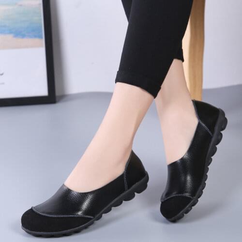 New suede leather large size womens single shoes leather shoes casual student peas shoes flat comfortable mother shoes