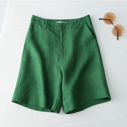 Womens Summer Shorts 2021 Cotton Casual Shorts Candy Classic Linens Button Fly Straight Short Pants Student Women Shorts