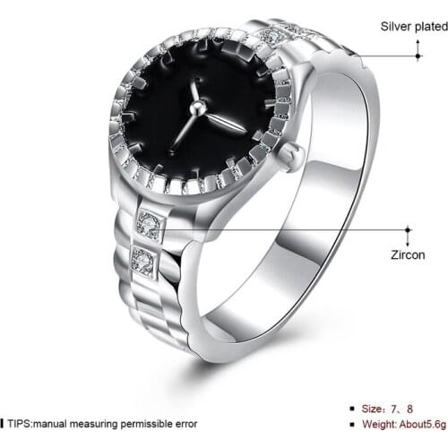 NEW 925 Sterling Silver AAA Zircon Watch Shape Ring for Women Fashion Wedding Engagement Party Gift Charm Jewelry