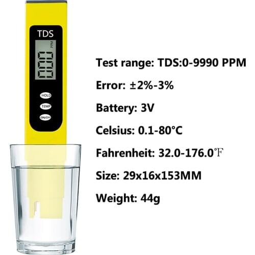 LCD Digital TDS-3 TDS Meter Tester Temperature Pen Water Purity PPM Filter Hydroponic for Aquarium Pool Water Tap Water Monitor