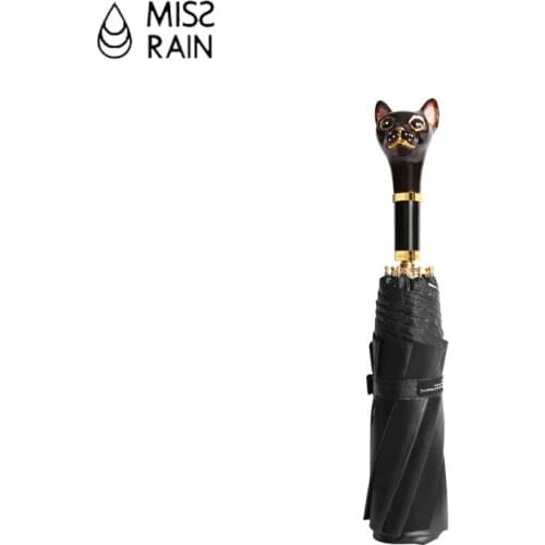 Cat Head Umbrella Handle Black Glue Sunscreen Umbrella Female Folding Clear Rain Dual-use Umbrella Parasol Anti-ultraviolet U5U