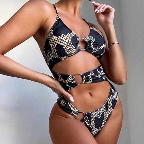 ZTVitality Push Up One Piece Swimsuit 2021 New Arrival Straps Padded Bra Ring Patchwork Hollow Out Sexy Swimwear Women Monokini