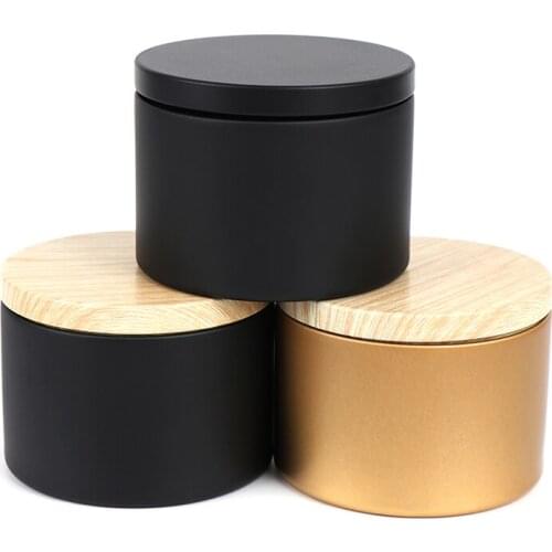 1PC Candle Making Tinplate Empty Storage Jars Wood Grain Lids Cosmetic Pot Tea Box Mini Solid Color Storage Box Gift Box