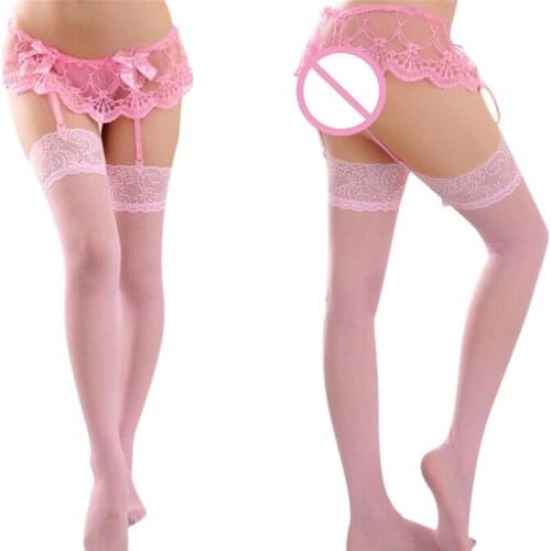 1pc Sexy women Lace Top Thigh-Highs Stockings & Garter Belt Women Lingerie Pantyhose Sexy Garter Belt Suspender Set