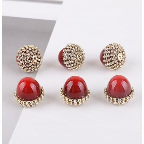 10pcs New red pearl pinecone elegant charm temperament niche DIY handmade jewelry earrings accessories