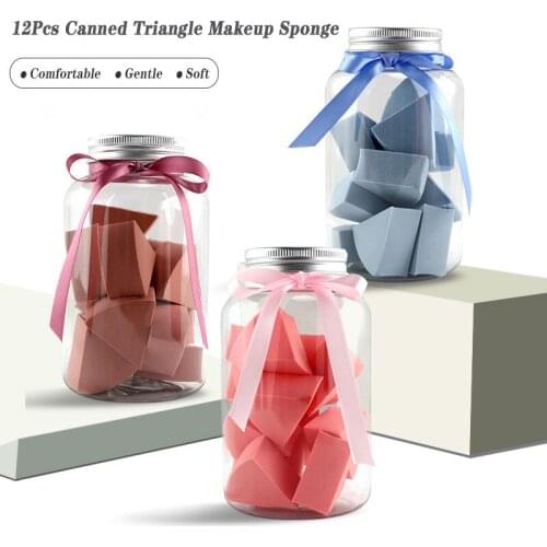 12pcs Canned Smooth Cosmetic Puff Dry Wet Use Triangle Makeup Foundation Soft Sponge Beauty Face Care Tools