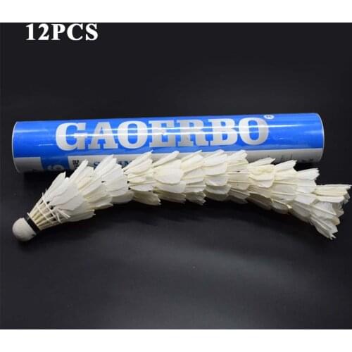 12Pcs/lot Durable Badminton Balls Goose Feather Shuttlecocks with Goose Feather White for Training Game Sport Training Exercise