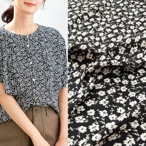 145cm Width Fashion Small Floral Printed Imitate Silk Satin Fabric For Woman Girl Summer Dress Blouse Pants DIY Cloth Sewing