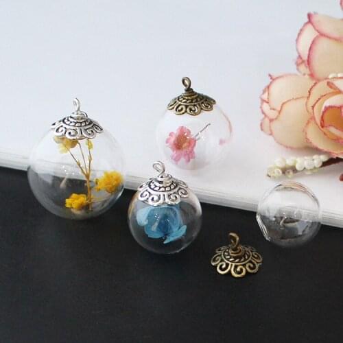 4PCS Glass Globe Pendant Empty Glass Globe Charms Pendants Hollow Glass Dome DIY Glass vial pendant necklace jewelry