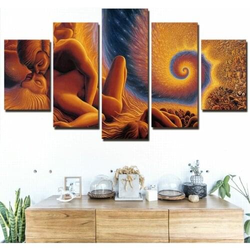 5 Pcs Immortal Fibonacci Abstract Canvas Pictures Print Wall Art Canvas Paintings Wall Decorations for Living Room Unframe