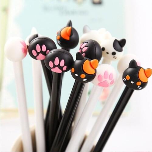 60pcs Kawaii Gel Pen Cute Cat and Claws Pens for School Office Supplies Students Writing Kids Korean Stationary Gift Items Bulk