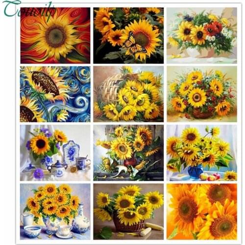 Touoilp Diamond Embroidery Sunflowers 5D DIY Diamond Painting Full Square Cross Stitch Flower Rhinestones Mosaic Home Decoration