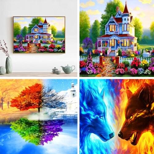 5D Special Shaped Diamond Painting Animal Castle DIY Partial Drill Embroidery Cross Stitch Kits Crystal Rhinestone Diamond Arts