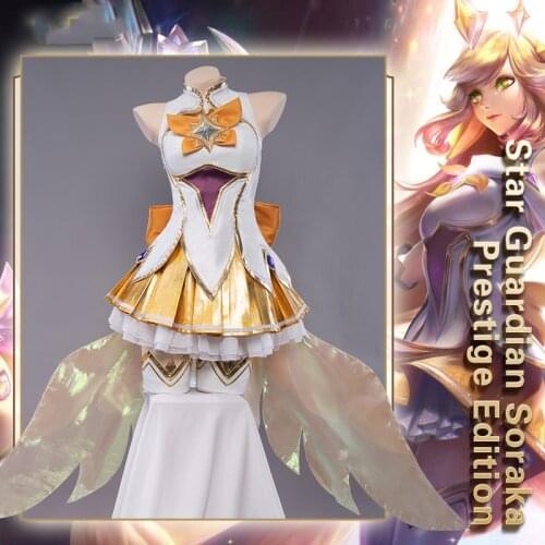 Anime LOL KDA Soraka Star Guardians Golden Uniform Game Suit Party Dress Women Cosplay Costume Halloween Free Shipping 2021New