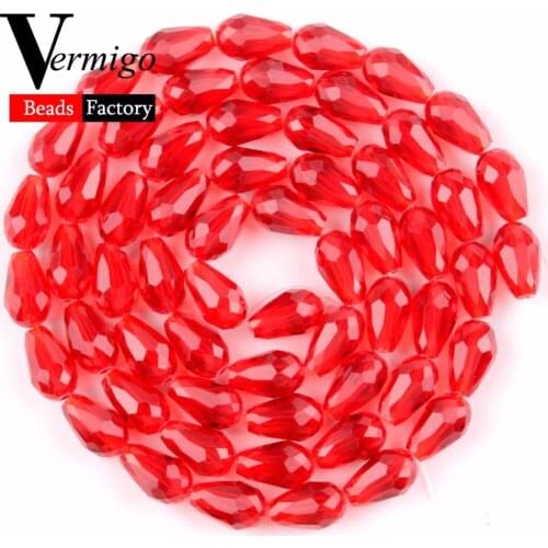 8*11mm Red Faceted Teardrop Austrian Crystal Pendant Beads For Needlework Jewelry Making Diy Earring 60pcs/lot