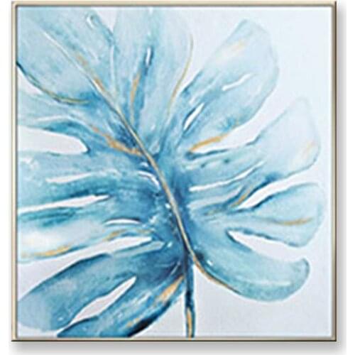 Pure Hand painted acrylic oil painting on canvas Abstract light blue flowers picture for home decor wall poster for living room