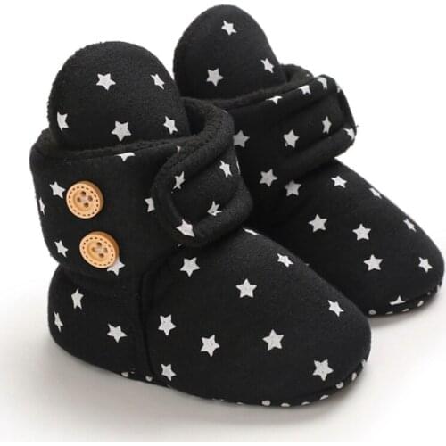 Neswborn BabyWarm Star Shoes Infant Boy Girl Soild Cotton Casual Shoes Soft Bottom Kids Ins Frist Walking Shoes New Arrive