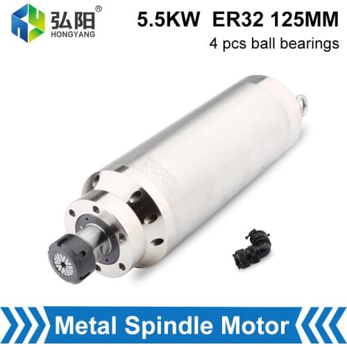 CNC Spindle Motor 5.5kw ER32 Water-Cooled Spindle 4 Bearing D125mm 4pcs Ceramic Ball Bearing For CNC Router Metal Milling Tool