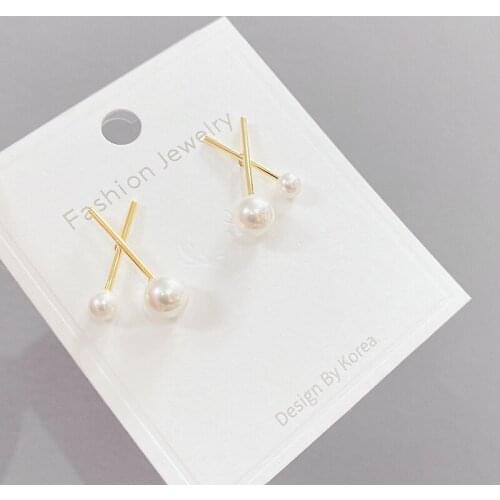 Hot Sale Exquisite Simple Style X Pearl Stud Earrings Unique Delicate Earrings