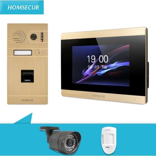 HOMSECUR 7" Wired Video Door Intercom System CCTV Camera Wired PIR Motion Sensor Fingerprint Unlock 800TVL Camera IP65