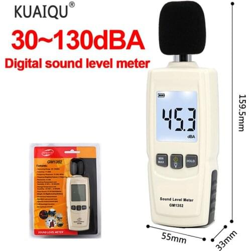 Digital Sound Level Meter Noise Tester Meter in Decibel Audio Detector Auto Microphone GM1352 30-130dB with LCD Display Backlit