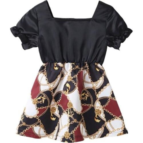 Summer Girls Short Sleeved Dress For Girls Dot Knee-Length Dress