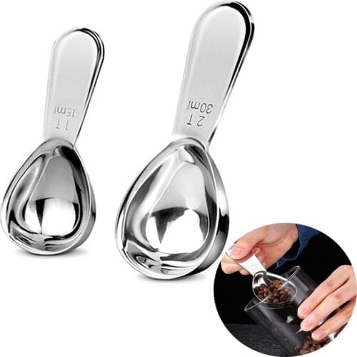 Stainless Steel Coffee Scoop With Measuring Cup Lovely Kids Spoon Short Handle Round Dessert Pudding Scoop Coffee Accessories
