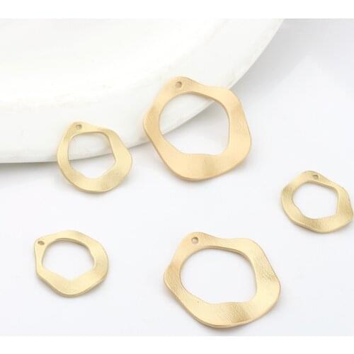 Zinc Alloy Matte Golden Geometry Distorted Round Hollow Charms 22mm 33mm 10pcs/lot For DIY Earrings Jewelry Making Accessories