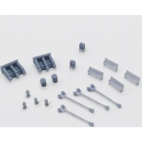 Outland Models Roadside / Park Accessories Set Bench, Light Pole, Fire Hydrant... 1:160 N Scale Scenery