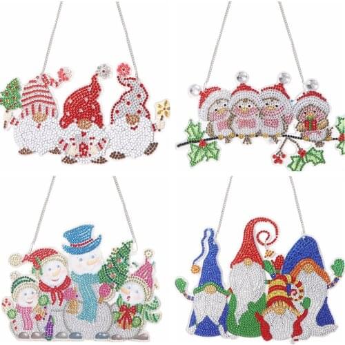 Christmas DIY Applique Diamond Rhinestone Pendant Kit Crafts Wall Hanging Mosaic Art Door Xmas New Year Home Decoration Ornament