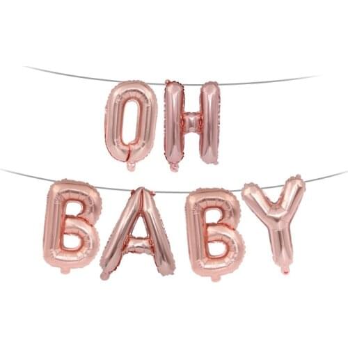 Oh baby letter balloon set golden silver rose gold baby birthday party room decoration aluminum film balloon wholesale