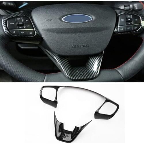 For Ford Fiesta MK8 2017 2018 Focus MK4 ST 2019 2020 Carbon Fiber Steering Wheel Cover Trims Stickers Car Accessories